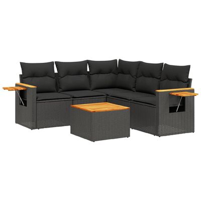 vidaXL Salon de jardin 6 pcs avec coussins noir résine tressée