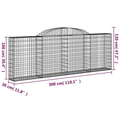 vidaXL Paniers à gabions arqués 11 pcs 300x30x100/120 cm fer galvanisé