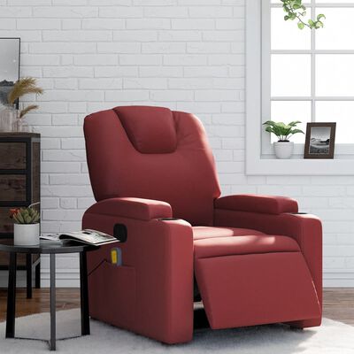 vidaXL Fauteuil de massage inclinable électrique rouge bordeaux