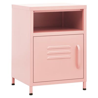 vidaXL Table de chevet Rose 35x35x51 cm Acier