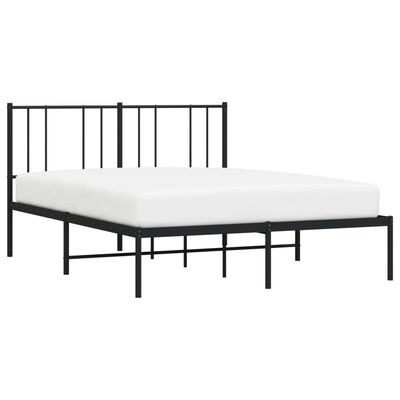 vidaXL Cadre de lit métal sans matelas avec tête de lit noir 150x200cm