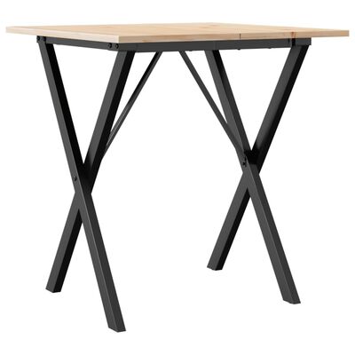 vidaXL Table à manger cadre en X 60x60x75 cm bois de pin massif fonte