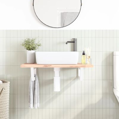 vidaXL Supports d'étagères pour lavabo 2 pcs blanc trapèze acier