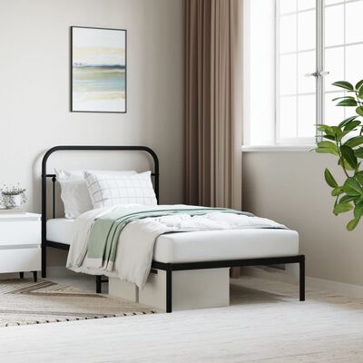 vidaXL Cadre de lit métal sans matelas avec tête de lit noir 100x190cm