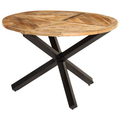 vidaXL Table à manger Ø110x75 cm bois massif de manguier brut