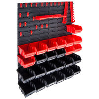 vidaXL Kit de bacs de stockage et panneaux muraux 29 pcs rouge et noir