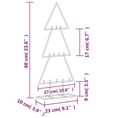 vidaXL Arbre de Noël en métal pour décoration noir 60 cm