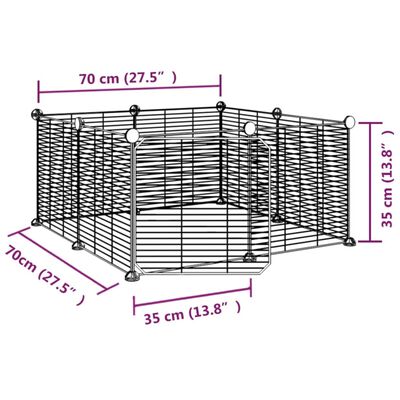 vidaXL Cage animaux de compagnie à 8 panneaux et porte Noir 35x35 cm