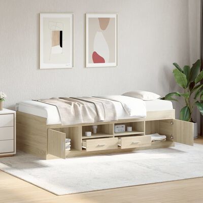 vidaXL Lit de jour avec tiroirs sans matelas chêne sonoma 90x190 cm