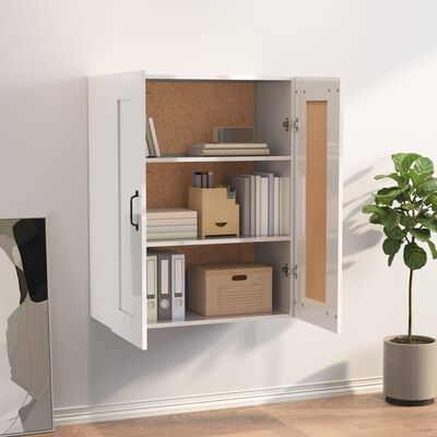 vidaXL Armoire murale suspendue Blanc brillant 69,5x32,5x90 cm