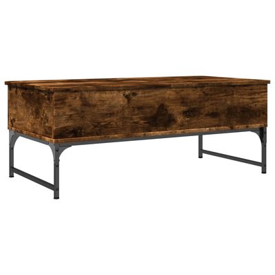 vidaXL Table basse chêne fumé 100x50x40 cm bois d'ingénierie et métal