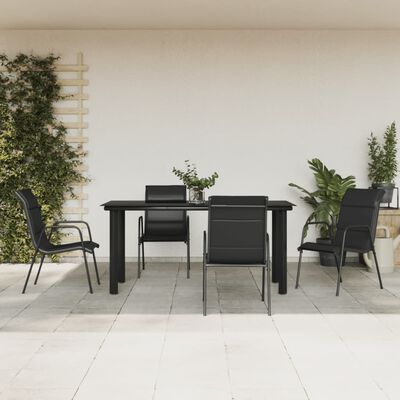 vidaXL Ensemble à manger de jardin 5 pcs noir textilène et acier