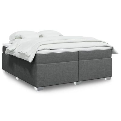 vidaXL Sommier à lattes de lit avec matelas Gris foncé 200x200cm Tissu