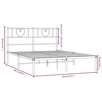 vidaXL Cadre de lit métal sans matelas avec tête de lit noir 140x200cm