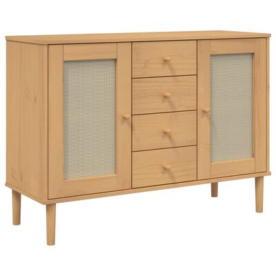 vidaXL Buffet SENJA aspect rotin marron 112x40x80cm bois massif de pin