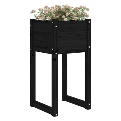 vidaXL Jardinières 2 pcs Noir 40x40x81 cm Bois massif de pin