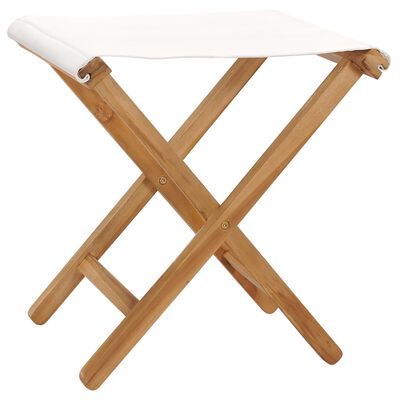 vidaXL Chaises pliables lot de 2 Bois teck solide et tissu Blanc crème