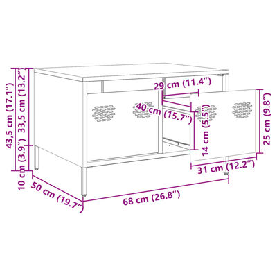 vidaXL Meuble TV rose 68x50x43,5 cm acier laminé à froid