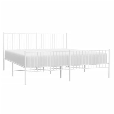 vidaXL Cadre de lit métal sans matelas et pied de lit blanc 193x203 cm