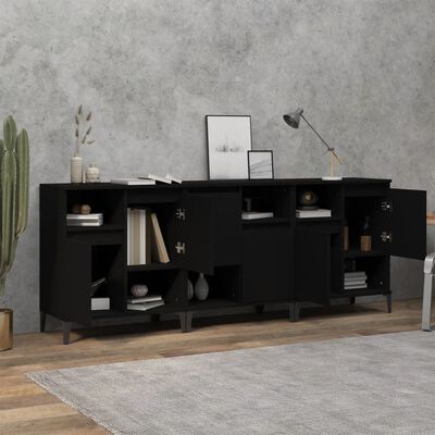 vidaXL Buffets 3 pcs noir 60x35x70 cm bois d'ingénierie