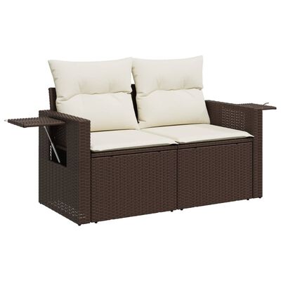 vidaXL Salon de jardin 10 pcs avec coussins marron résine tressée