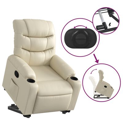 vidaXL Fauteuil inclinable Crème Similicuir