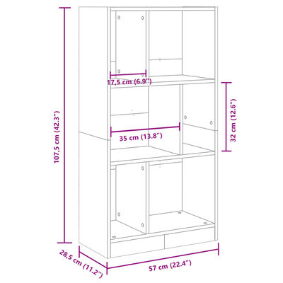 vidaXL Bibliothèque chêne sonoma 57x28,5x107,5 cm bois d'ingénierie