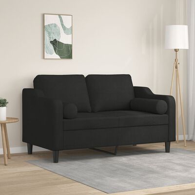 vidaXL Canapé 2 places avec oreillers décoratifs noir 120 cm tissu