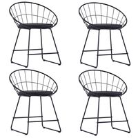 vidaXL Chaises à manger similicuir lot de 4 noir acier