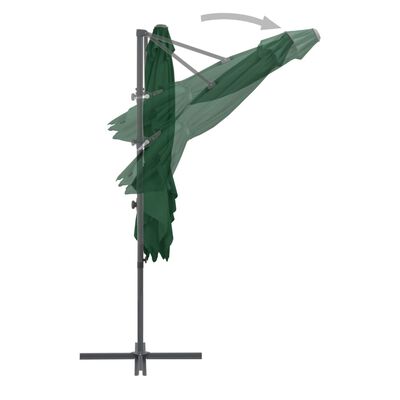 vidaXL Parasol de jardin en porte-à-faux avec mât en acier vert