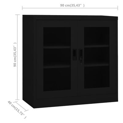 vidaXL Armoire de bureau Noir 90x40x90 cm Acier