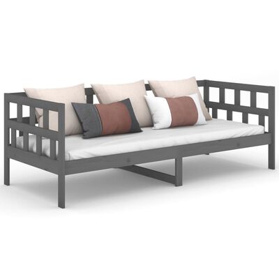 vidaXL Lit de jour sans matelas gris bois de pin massif 90x190 cm