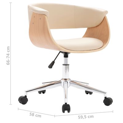 vidaXL Chaise pivotante à manger Crème Bois courbé et Similicuir