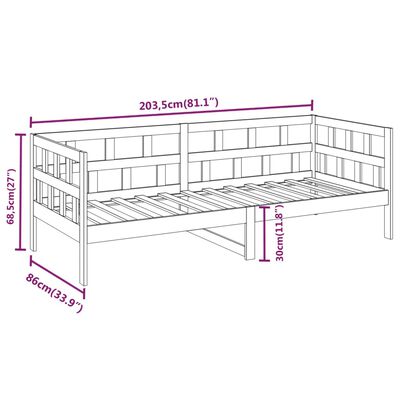 vidaXL Lit de jour sans matelas gris bois de pin massif 80x200 cm