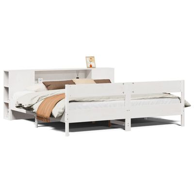 vidaXL Lit bibliothèque sans matelas blanc 180x200 cm bois pin massif