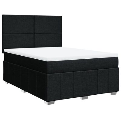 vidaXL Sommier à lattes de lit avec matelas Noir 140x200 cm Tissu