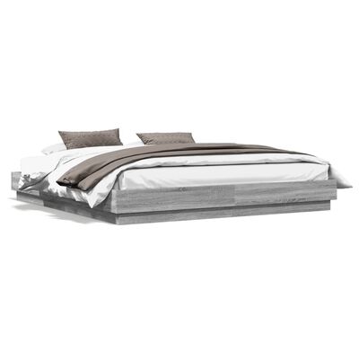 vidaXL Cadre de lit avec LED sans matelas sonoma gris 200x200 cm