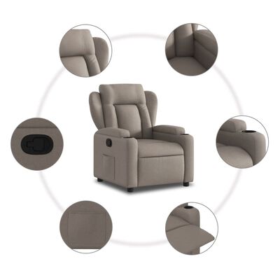 vidaXL Fauteuil inclinable Taupe Tissu