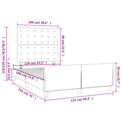 vidaXL Cadre de lit sans matelas bleu foncé 120x190 cm velours