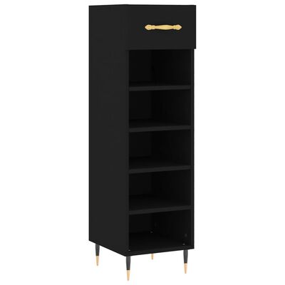 vidaXL Armoire à chaussures noir 30x35x105 cm bois d'ingénierie