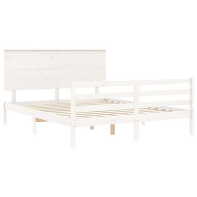 vidaXL Cadre de lit sans matelas blanc bois de pin massif