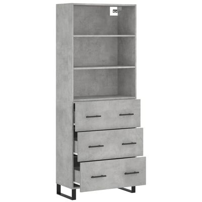 vidaXL Buffet haut Gris béton 69,5x34x180 cm Bois d'ingénierie