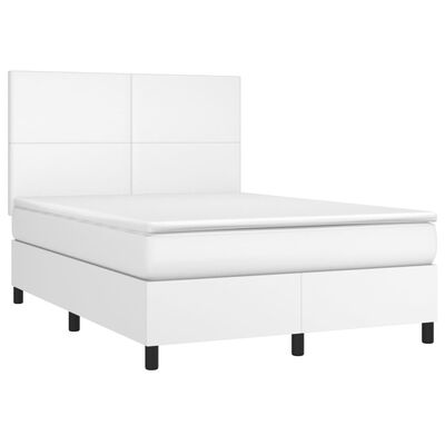 vidaXL Sommier à lattes de lit avec matelas et LED Blanc 140x200 cm