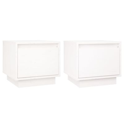 vidaXL Tables de chevet 2 pcs Blanc 35x34x32 cm Bois de pin solide