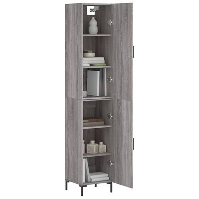 vidaXL Buffet haut Sonoma gris 34,5x34x180 cm Bois d'ingénierie