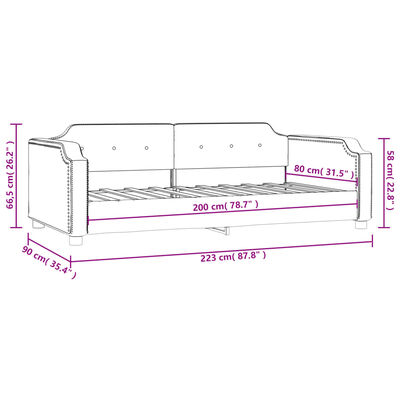 vidaXL Lit de repos sans matelas noir 80x200 cm tissu