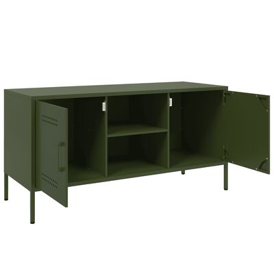 vidaXL Meuble TV vert olive 100,5x39x50,5 cm acier