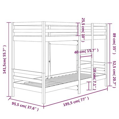 vidaXL Lit superposé sans matelas 90x190 cm bois de pin massif