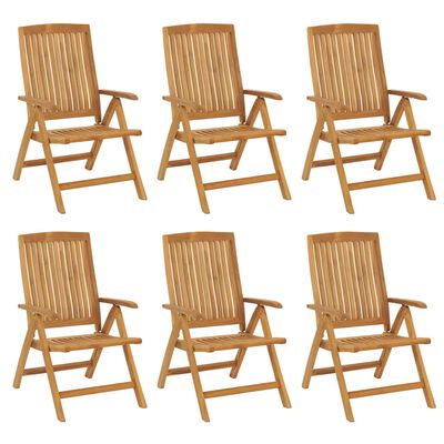 vidaXL Chaises de jardin inclinables et coussins lot de 6 bois teck