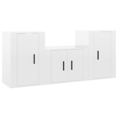 vidaXL Ensemble de meubles TV 3 pcs Blanc brillant Bois d'ingénierie